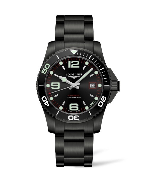 Longines L3.742.2.58.6 : HydroConquest 41 Automatic PVD / Black / Bracelet / USA