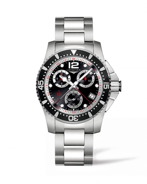 Longines L3.743.4.56.6 : Hydroconquest 41 Quartz Chronograph Stainless Steel / Black / Bracelet