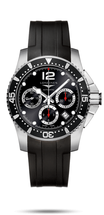 Longines L3.744.4.56.2 : HydroConquest 41 Automatic Chronograph Stainless Steel / Black / Rubber