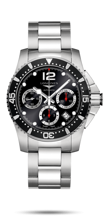Longines L3.744.4.56.6 : HydroConquest 41 Automatic Chronograph Stainless Steel / Black / Bracelet