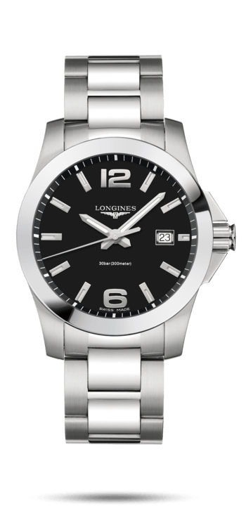 Longines L3.759.4.58.6 : Conquest Quartz 41 Stainless Steel / Black / Bracelet