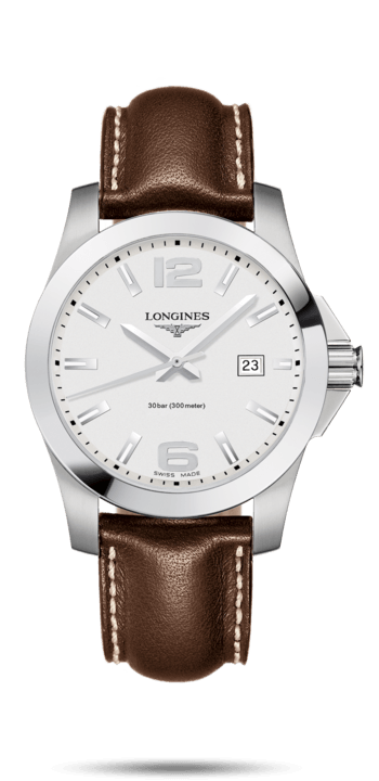 Longines L3.759.4.76.5 : Conquest Quartz 41 Stainless Steel / Silver / Strap