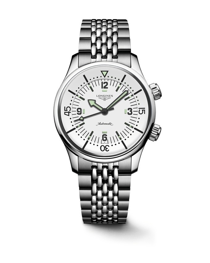 Longines L3.764.4.16.6 : Heritage Legend Diver 39 Stainless Steel / White / Bracelet
