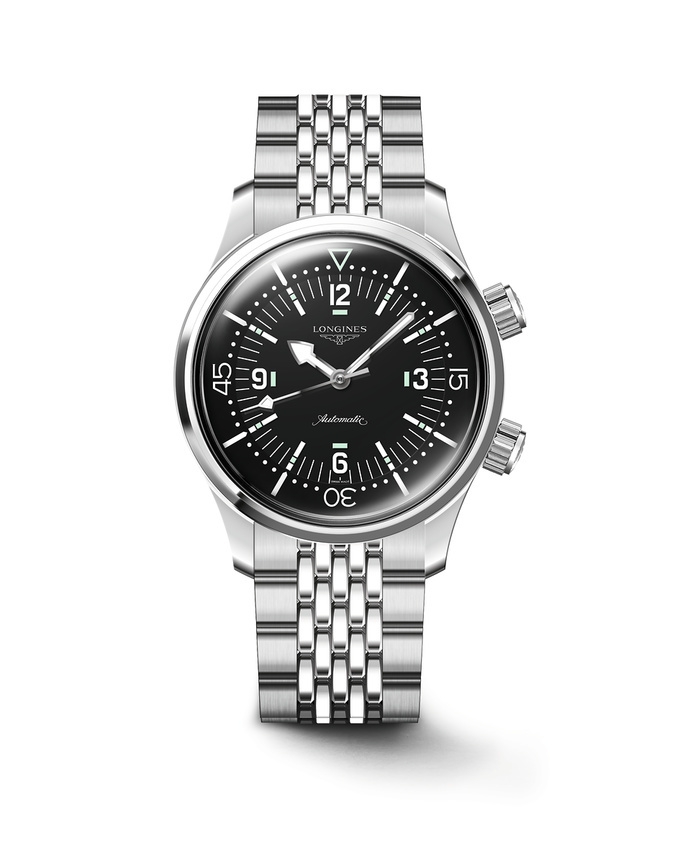 Longines L3.764.4.50.6 : Heritage Legend Diver 39 Stainless Steel / Black / Bracelet