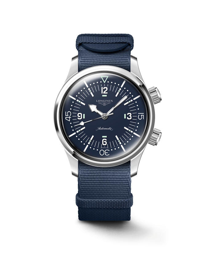 Longines L3.764.4.90.2 : Heritage Legend Diver 39 Stainless Steel / Blue / NATO