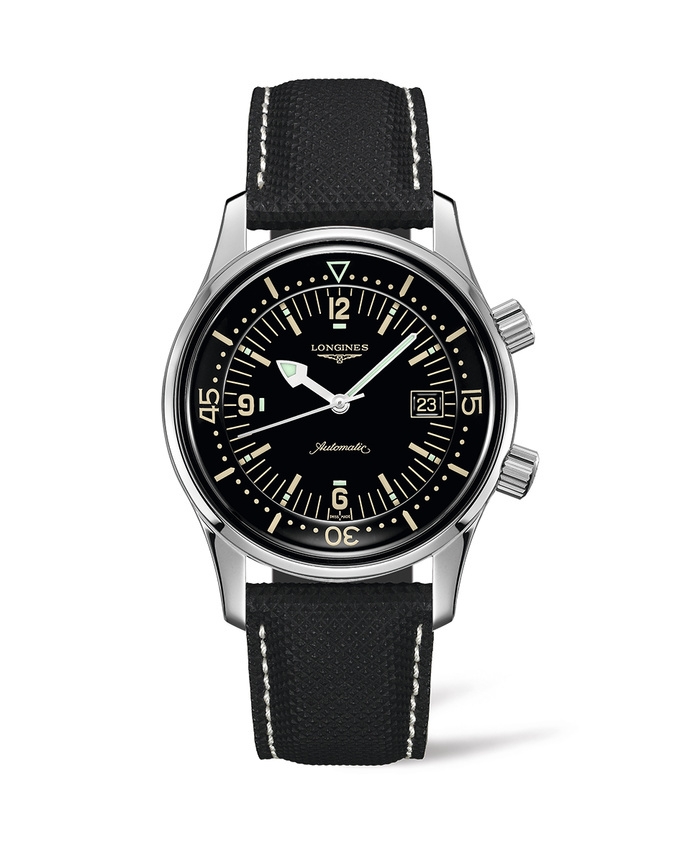 Longines L3.774.4.50.0 : Legend Diver Date Stainless Steel / Black / Calf