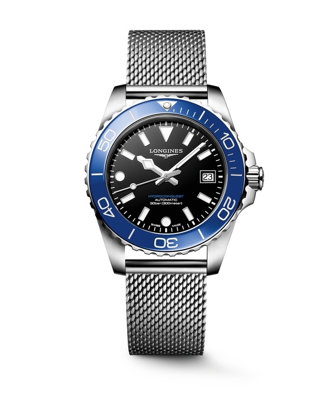 Longines L3.779.4.90.6 : Hydroconquest Automatic 39 Stainless Steel / Black / Mesh