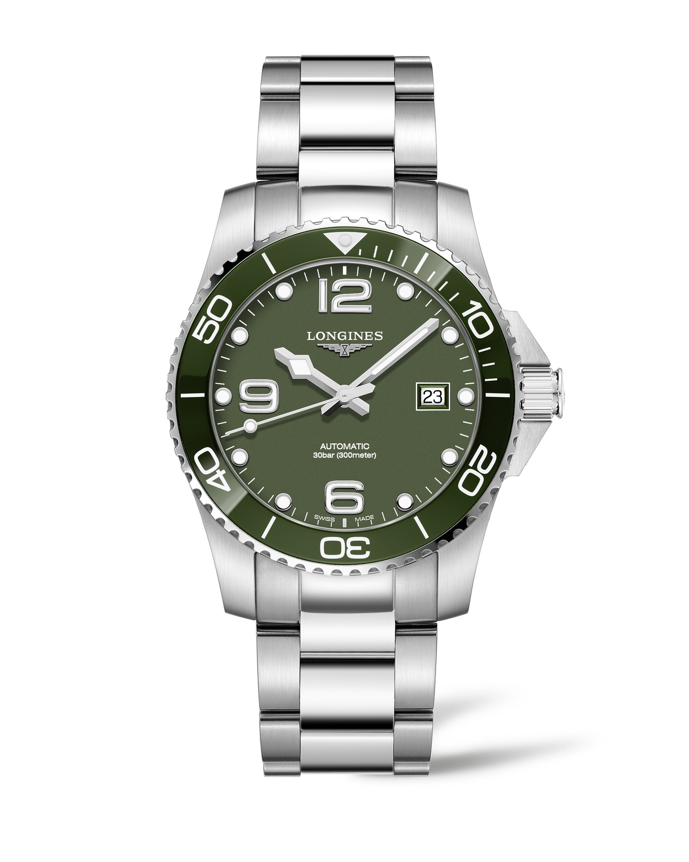 Longines L3.781.4.06.6 : HydroConquest 41 Automatic Stainless Steel / Ceramic / Green / Bracelet