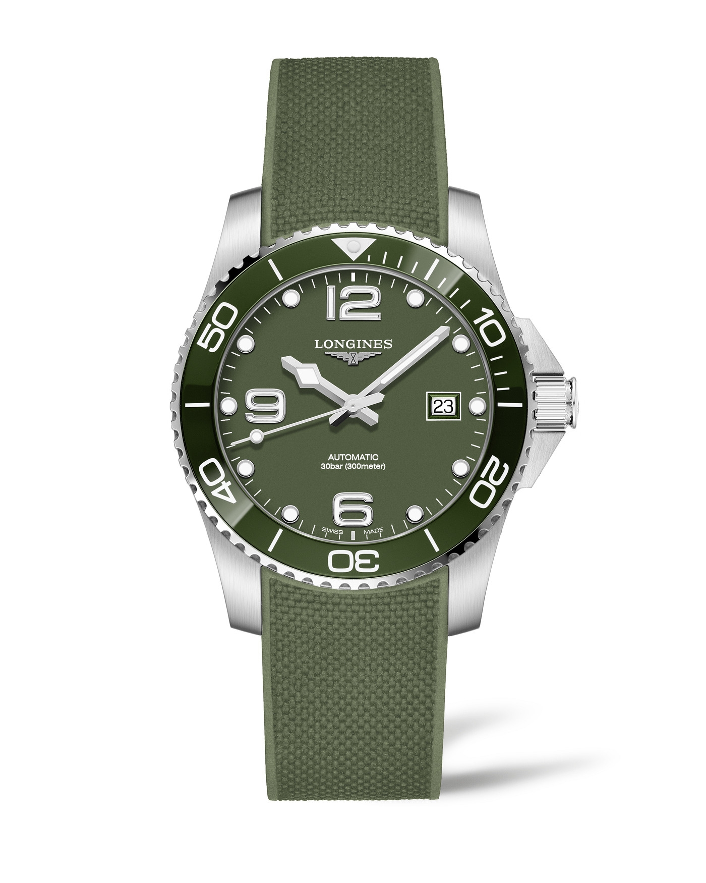 Longines L3.781.4.06.9 : HydroConquest 41 Automatic Stainless Steel / Ceramic / Green / Rubber