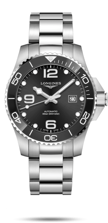 Longines L3.782.4.56.6 : HydroConquest 43 Automatic Stainless Steel / Ceramic / Black / Bracelet