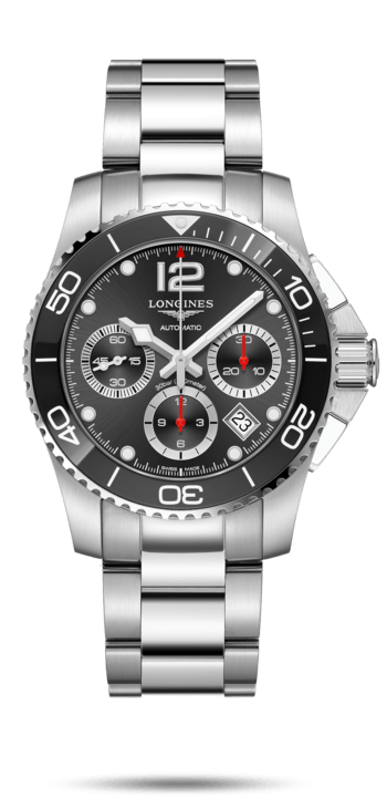 Longines L3.783.4.56.6 : HydroConquest 41 Automatic Chronograph Stainless Steel / Ceramic / Black / Bracelet