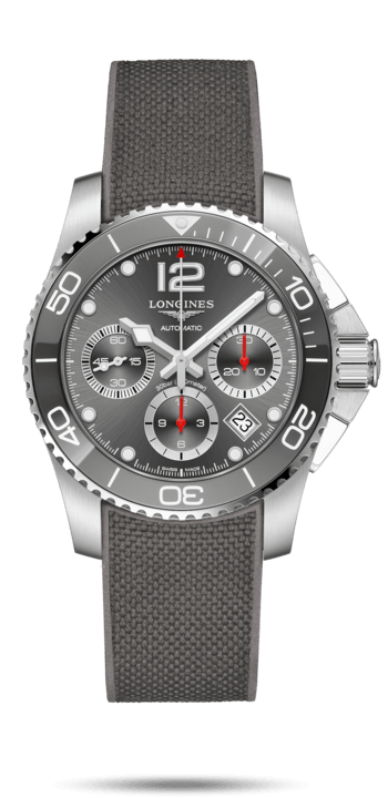 Longines L3.783.4.76.9 : HydroConquest 41 Automatic Chronograph Stainless Steel / Ceramic / Grey / Rubber