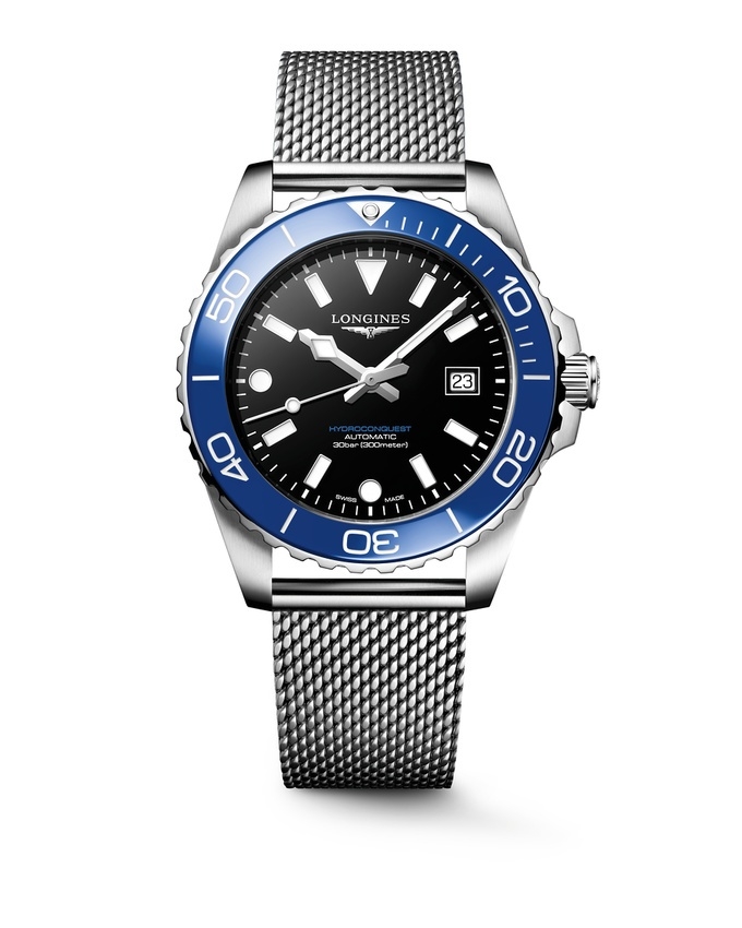 Longines L3.788.4.90.6 : Hydroconquest Automatic 42 Stainless Steel / Black / Mesh