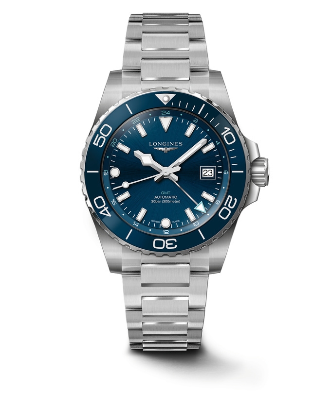 Longines L3.790.4.96.6 : Hydroconquest GMT 41 Stainless Steel / Blue / Bracelet