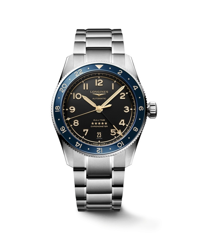 Longines L3.802.4.60.6 : Spirit Zulu Time 39 Stainless Steel / Black - Blue / Bracelet