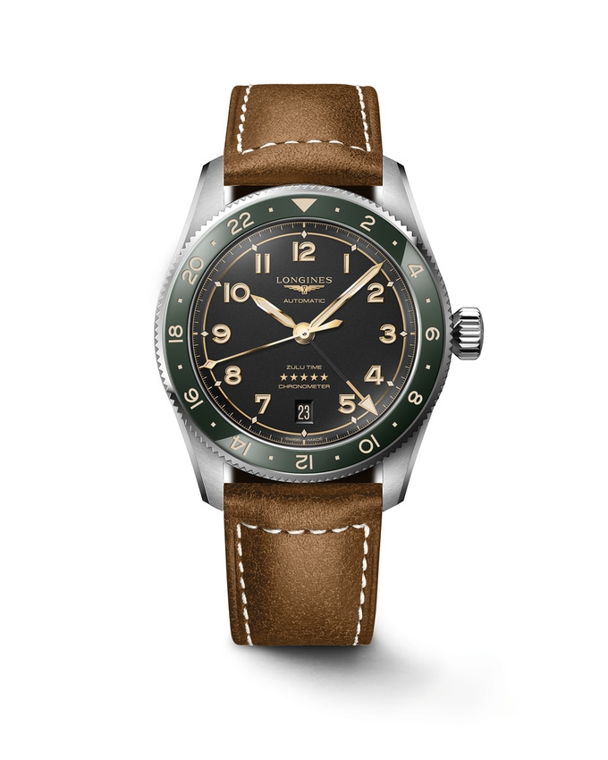 Longines L3.802.4.63.2 : Spirit Zulu Time 39 Stainless Steel / Anthracite / Strap