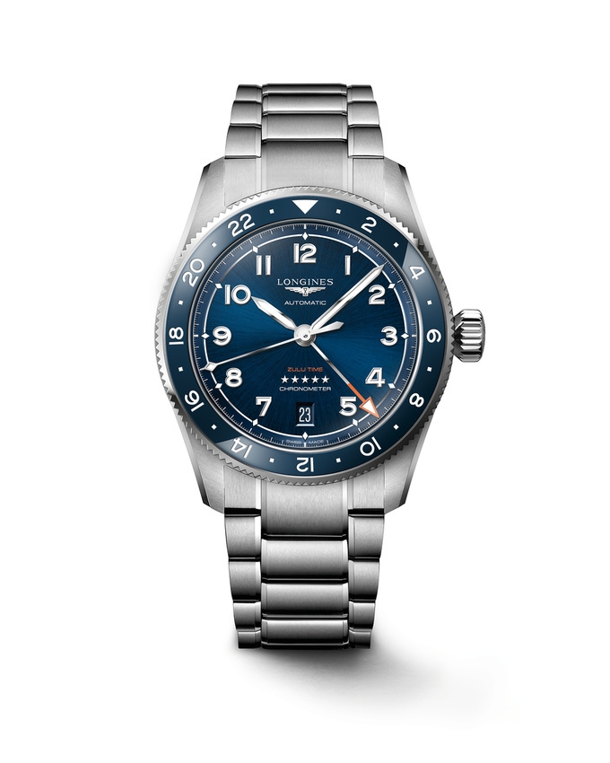 Longines L3.802.4.93.6 : Spirit Zulu Time 39 Stainless Steel / Blue / Bracelet