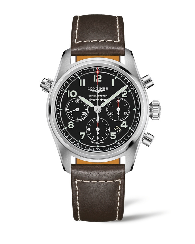 Longines L3.820.4.53.0 : Spirit Chronograph 42 Black / Strap