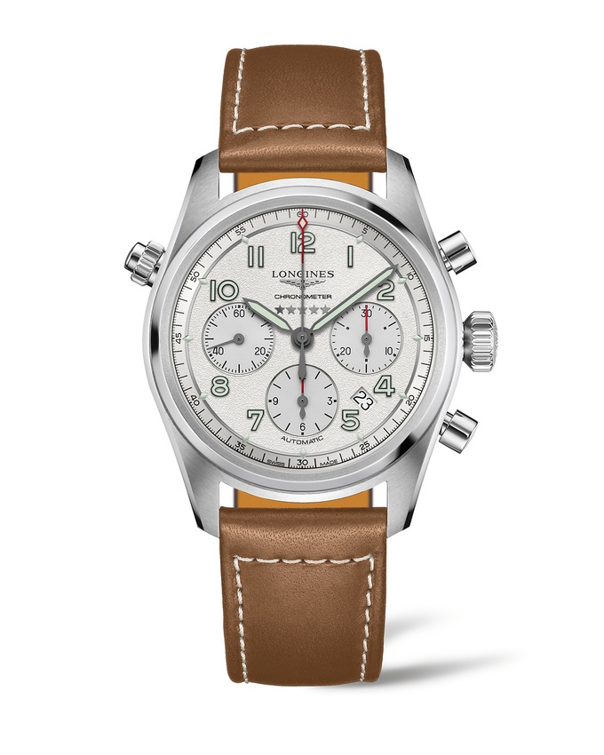 Longines L3.820.4.73.2 : Spirit Chronograph 42 Silver / Strap