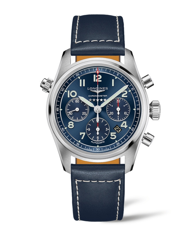 Longines L3.820.4.93.0 : Spirit Chronograph 42 Blue / Strap