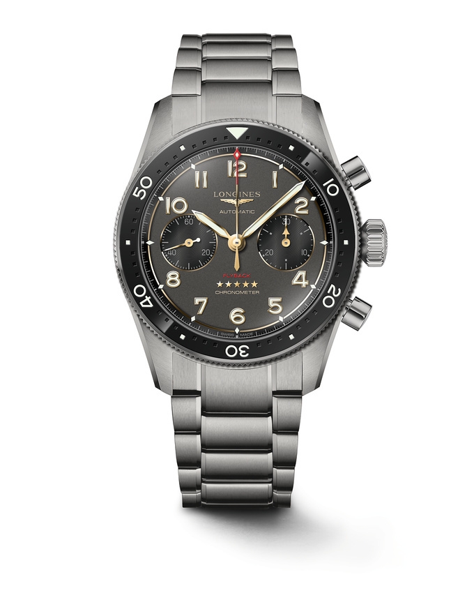 Longines L3.821.1.53.6 : Spirit Flyback 42 Titanium / Anthracite / Bracelet