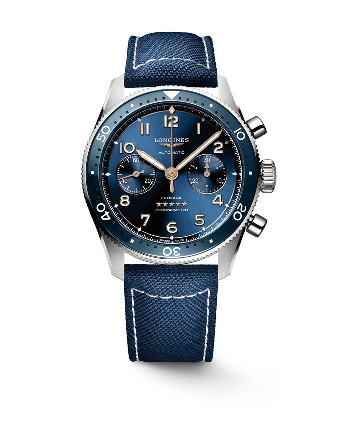 Longines L3.821.4.93.2 : Spirit Flyback 42 Stainless Steel / Blue / Strap