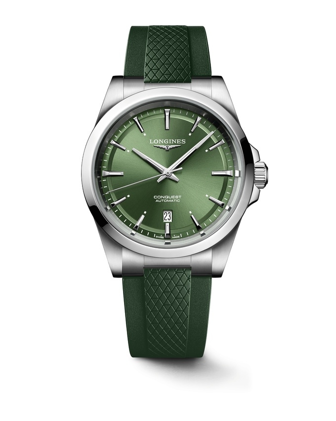 Longines L3.830.4.02.9 : Conquest 41 Stainless Steel / Green / Rubber