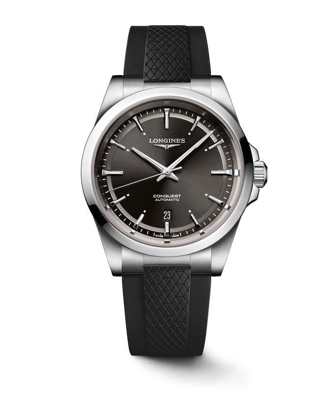 Longines L3.830.4.52.9 : Conquest 41 Stainless Steel / Black / Rubber