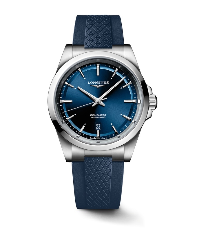 Longines L3.830.4.92.9 : Conquest 41 Stainless Steel / Blue / Rubber