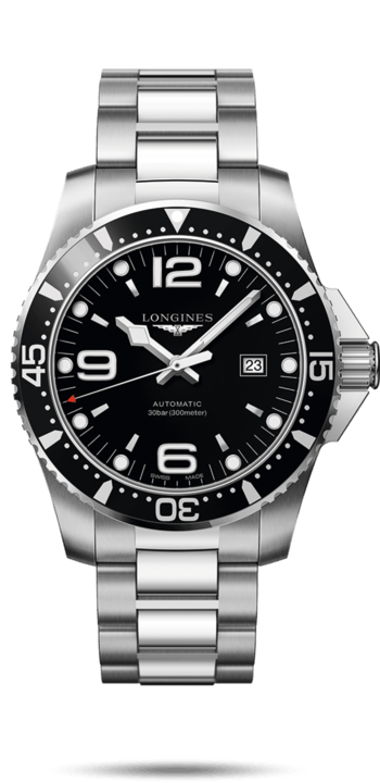 Longines L3.841.4.56.6 : HydroConquest 44 Automatic Stainless Steel / Black / Bracelet