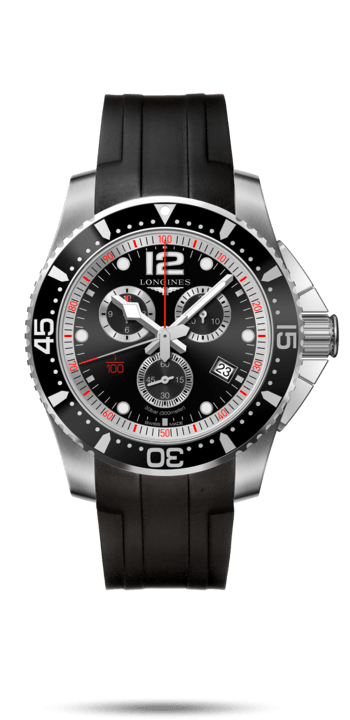 Longines L3.843.4.56.2 : HydroConquest 47.5 Chronograph Quartz Stainless Steel / Black / Rubber
