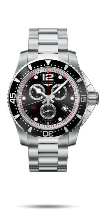 Longines L3.843.4.56.6 : HydroConquest 47.5 Chronograph Quartz Stainless Steel / Black / Bracelet