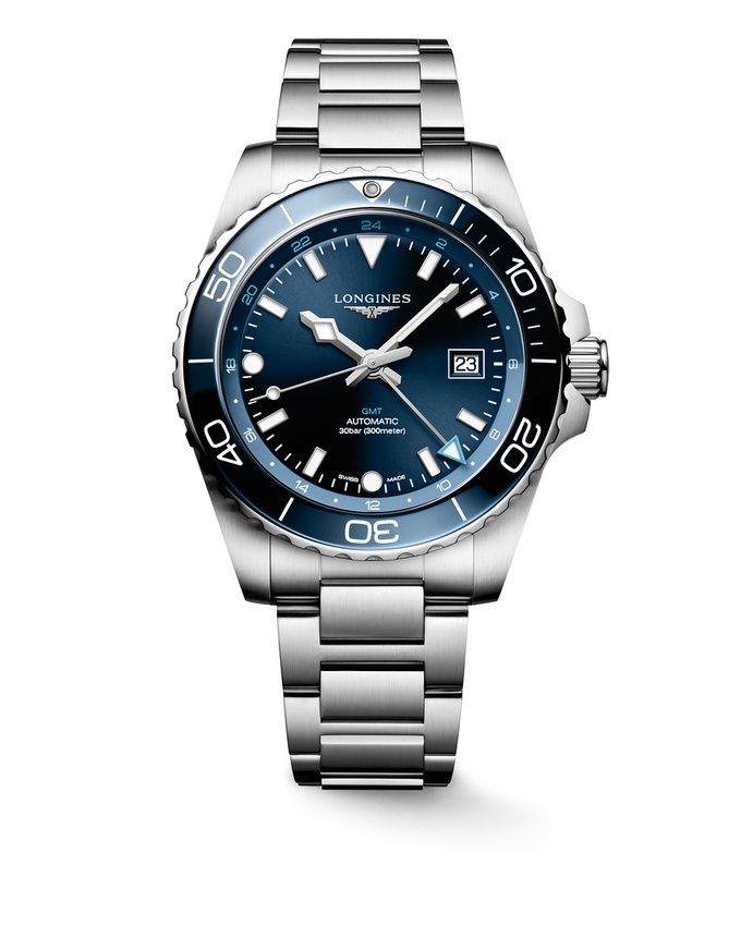 Longines L3.890.4.96.6 : Hydroconquest GMT 43 Stainless Steel / Blue / Bracelet