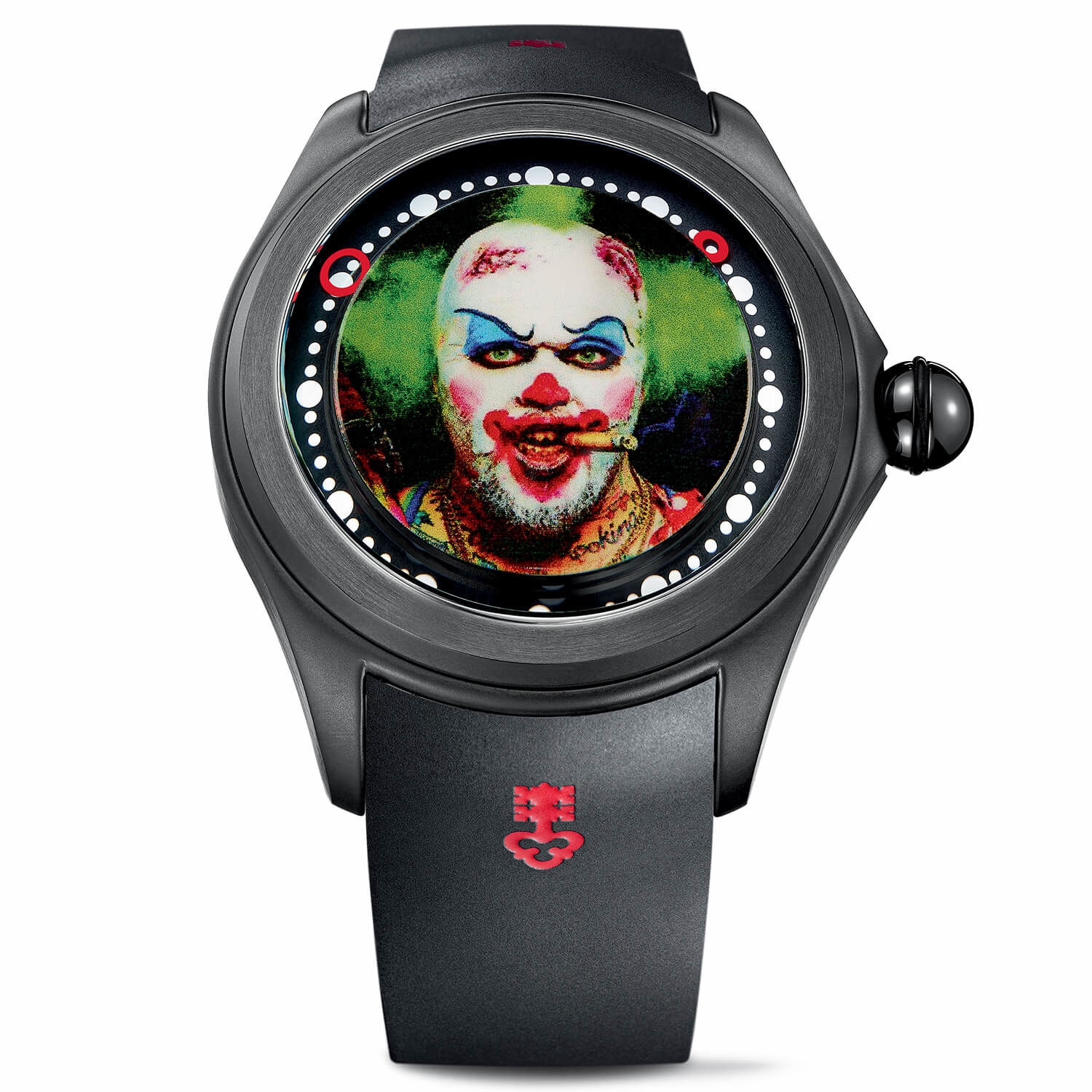 Corum L390/03634 : Big Bubble Magical 52 PVD Titanium / Matt Barnes - Clown / Rubber