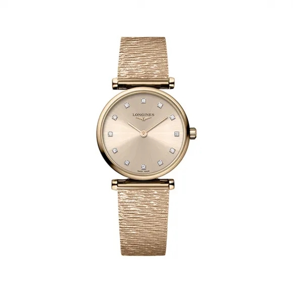Longines L4.209.1.93.8 : La Grande Classique Quartz 24 Red Gold / Pink - Diamond / Bracelet