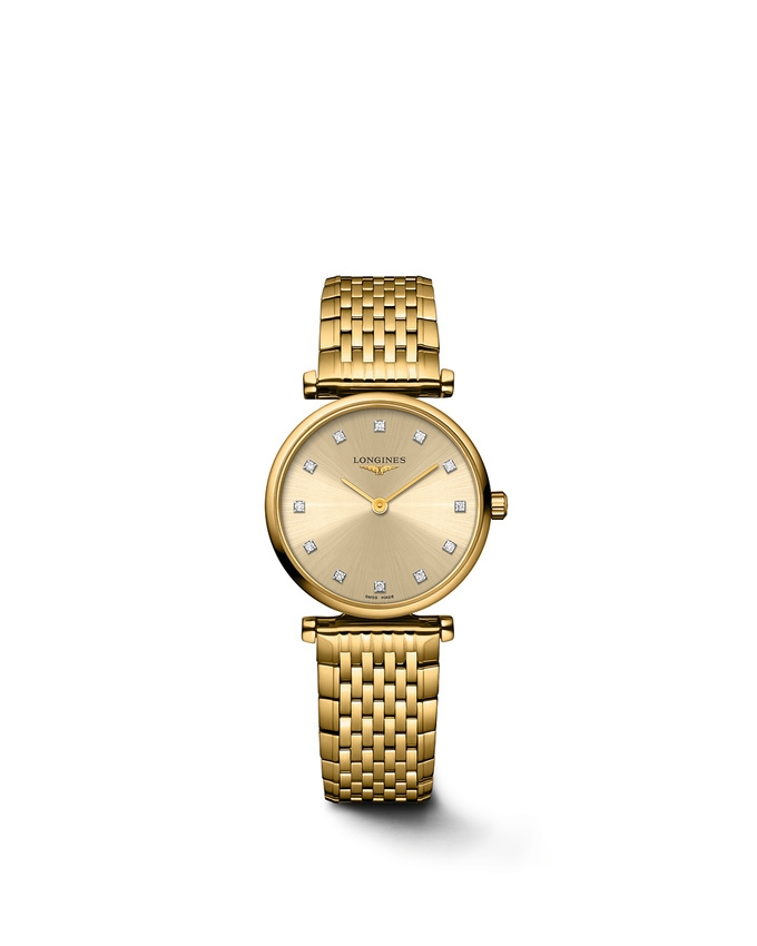 Longines L4.209.2.37.8 : La Grande Classique Quartz 24 Yellow Gold / Gilt - Diamond / Bracelet