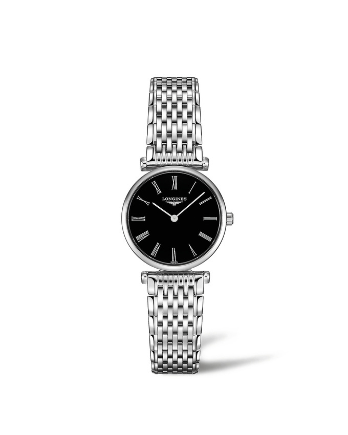 Longines L4.209.4.51.6 : La Grande Classique Quartz 24 Stainless Steel / Black - Roman / Bracelet