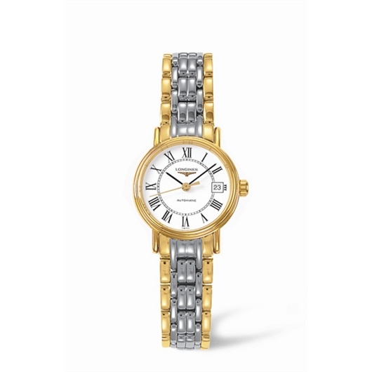 Longines L4.221.2.11.7 : Presence 25.5 Automatic Yellow Roman Bracelet Two Tone
