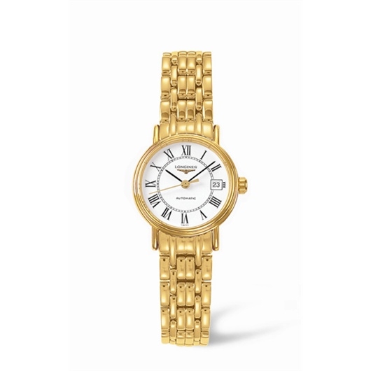 Longines L4.221.2.11.8 : Presence 25.5 Automatic Yellow Roman Bracelet