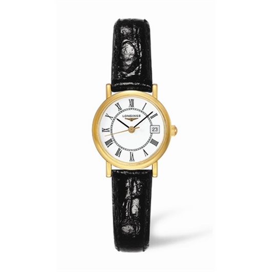 Longines L4.277.6.11.2 : Presence 23.5 Quartz Yellow Gold / White - Roman