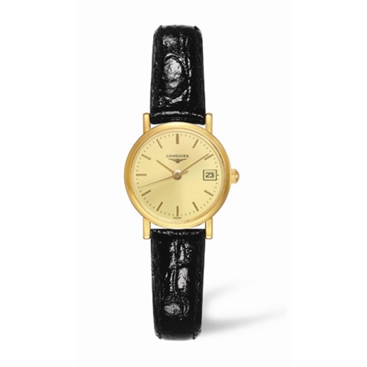 Longines L4.277.6.32.2 : Presence 23.5 Quartz Yellow Gold / Champagne