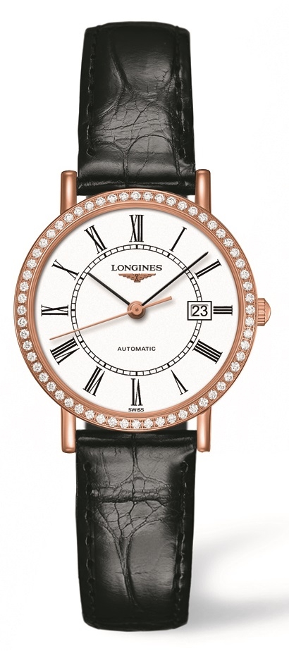 Longines L4.287.9.11.0 : Elegant Collection Automatic 29 Pink Gold / Diamond / White