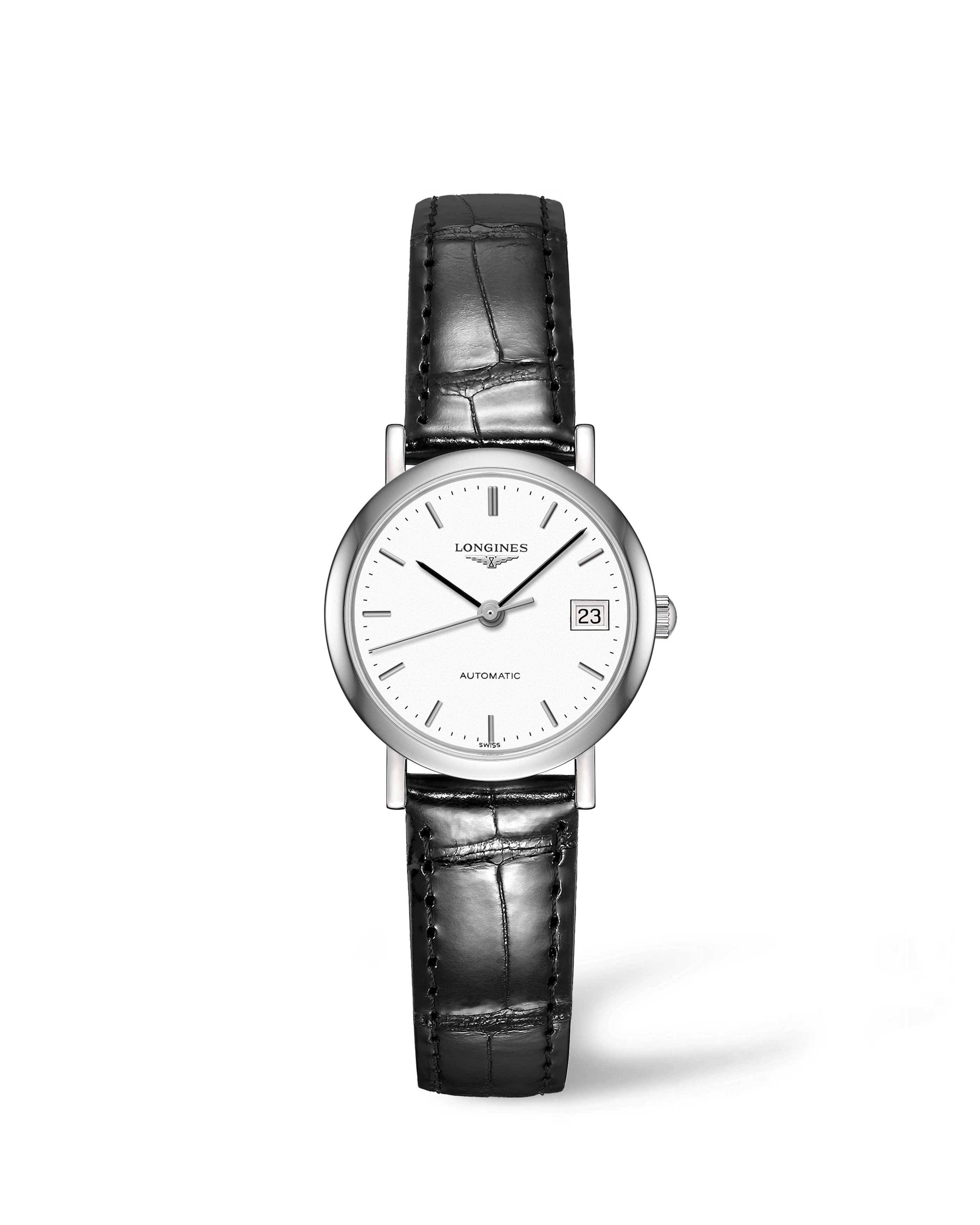 Longines L4.309.4.12.2 : Elegant Collection 25.5 Automatic Stainless Steel / White / Strap