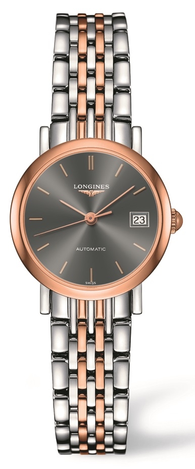 Longines L4.309.5.72.7 : Elegant Collection 25.5 Automatic Stainless Steel / Red Gold / Grey
