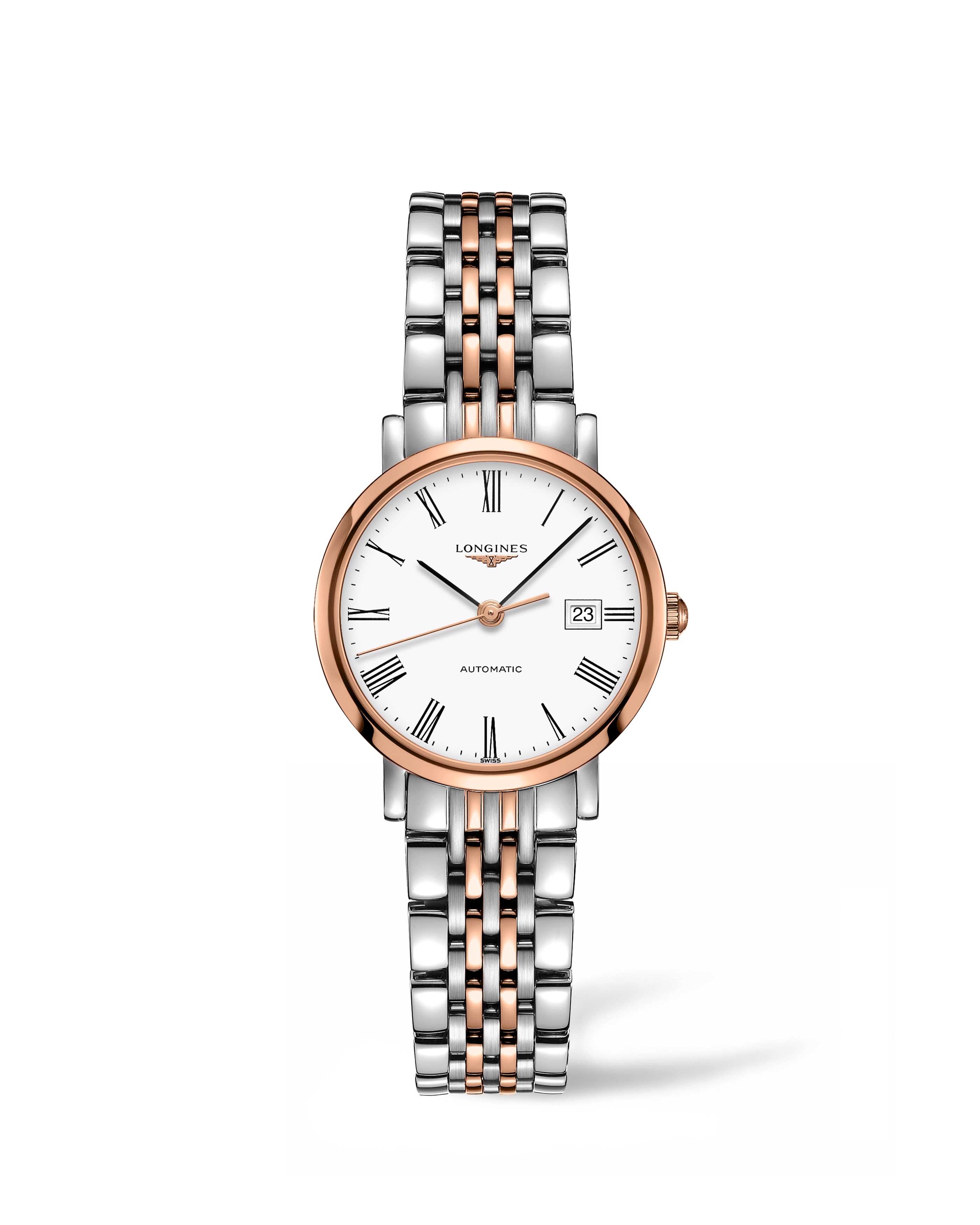 Longines L4.310.5.11.7 : Elegant Collection Automatic 29 Stainless Steel / Pink Gold / White