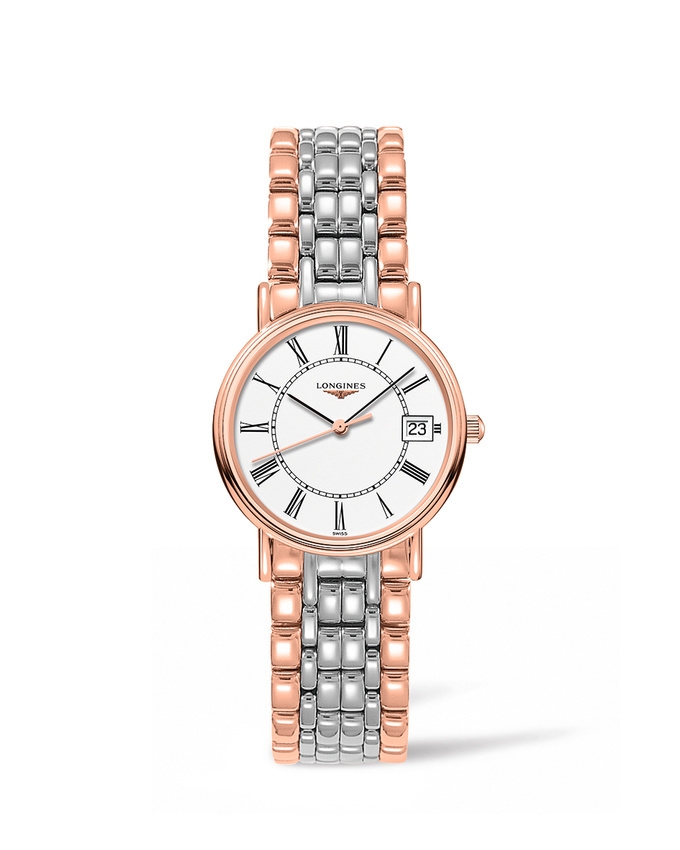Longines L4.320.1.11.7 : Presence Quartz 30mm PVD Red / White - Roman / Bracelet
