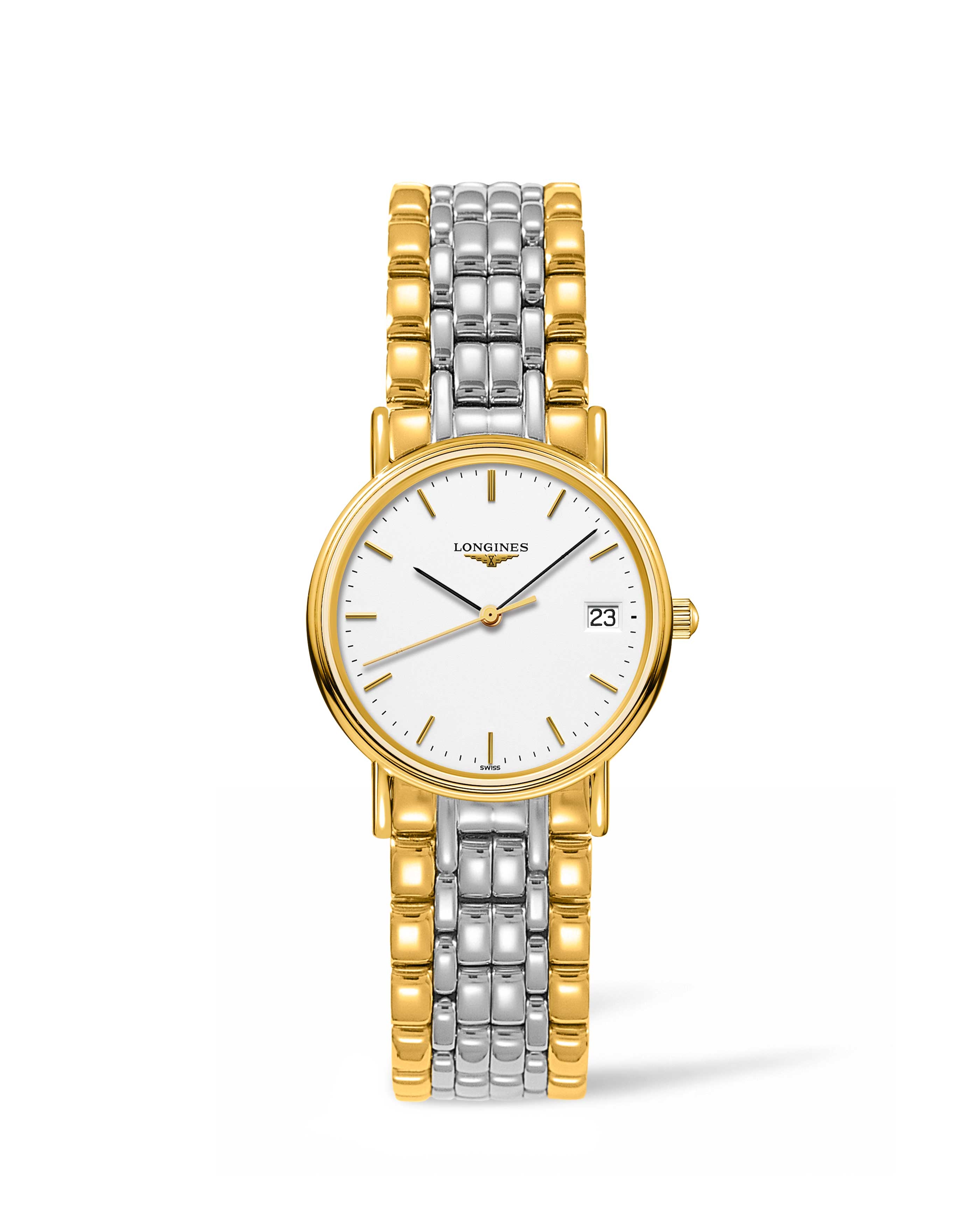 Longines L4.320.2.12.7 : Presence Quartz 30mm PVD Gold / White / Bracelet