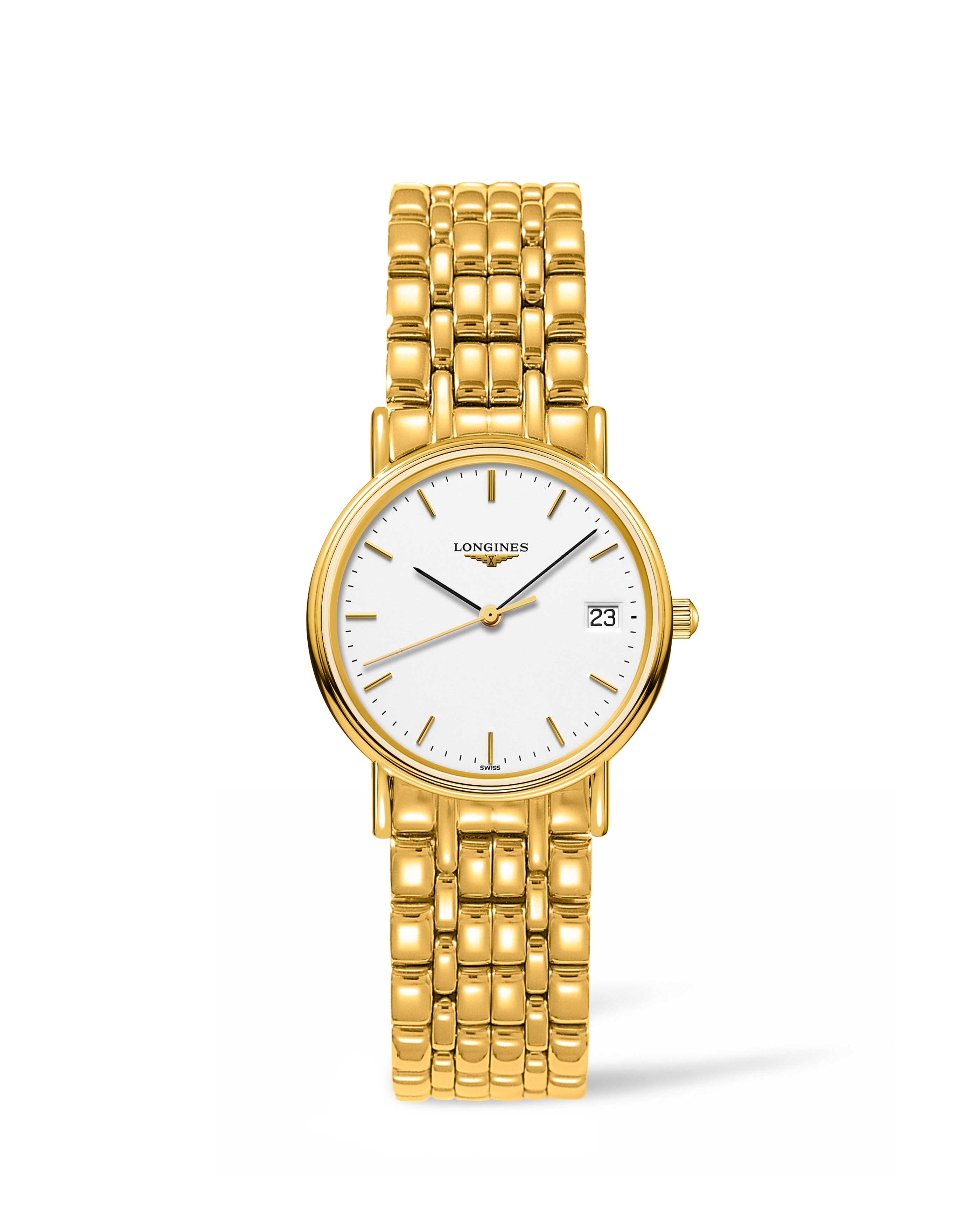 Longines L4.320.2.12.8 : Presence Quartz 30mm PVD Gold / White / Bracelet