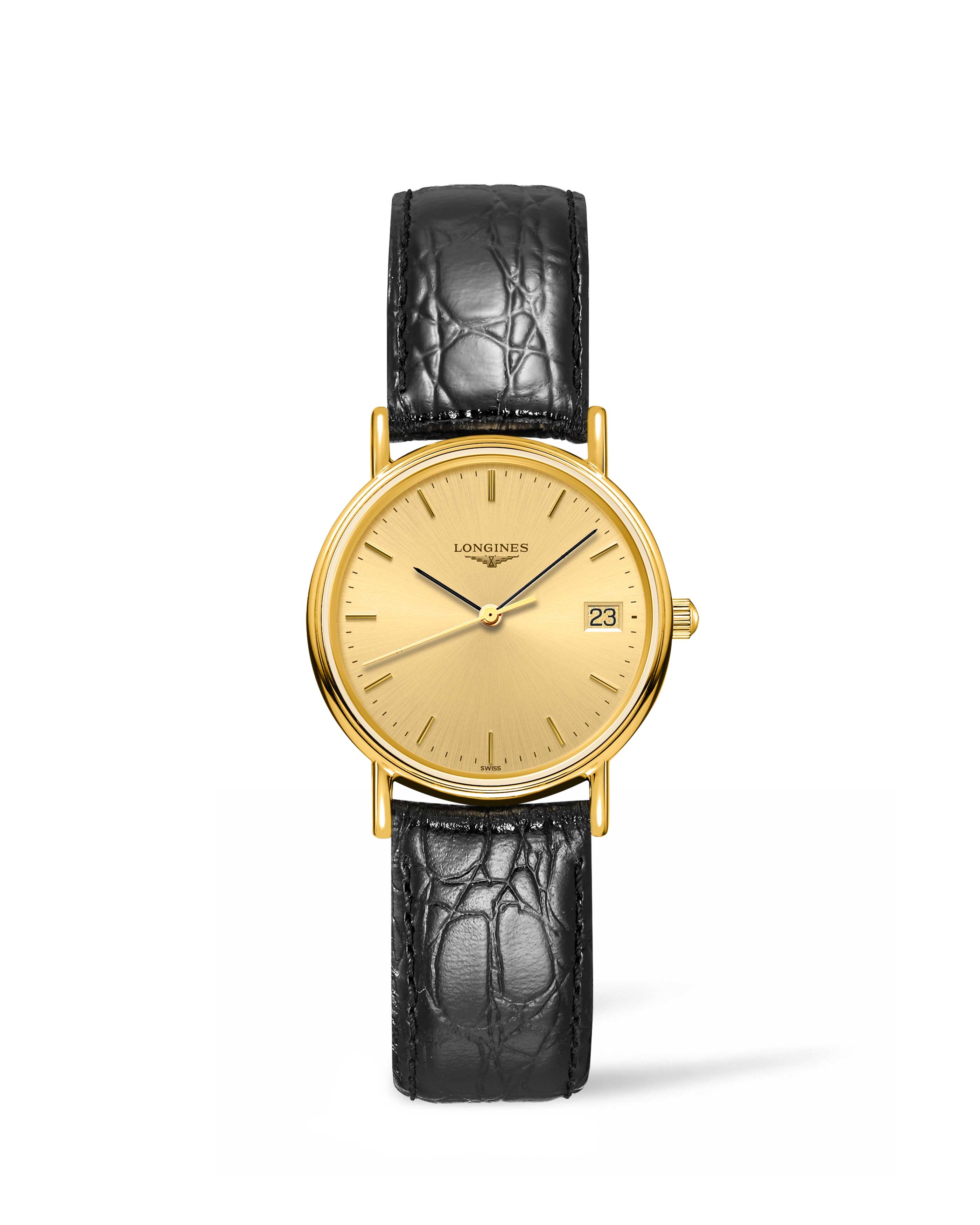 Longines L4.320.2.32.2 : Presence Quartz 30mm PVD Gold / Champagne
