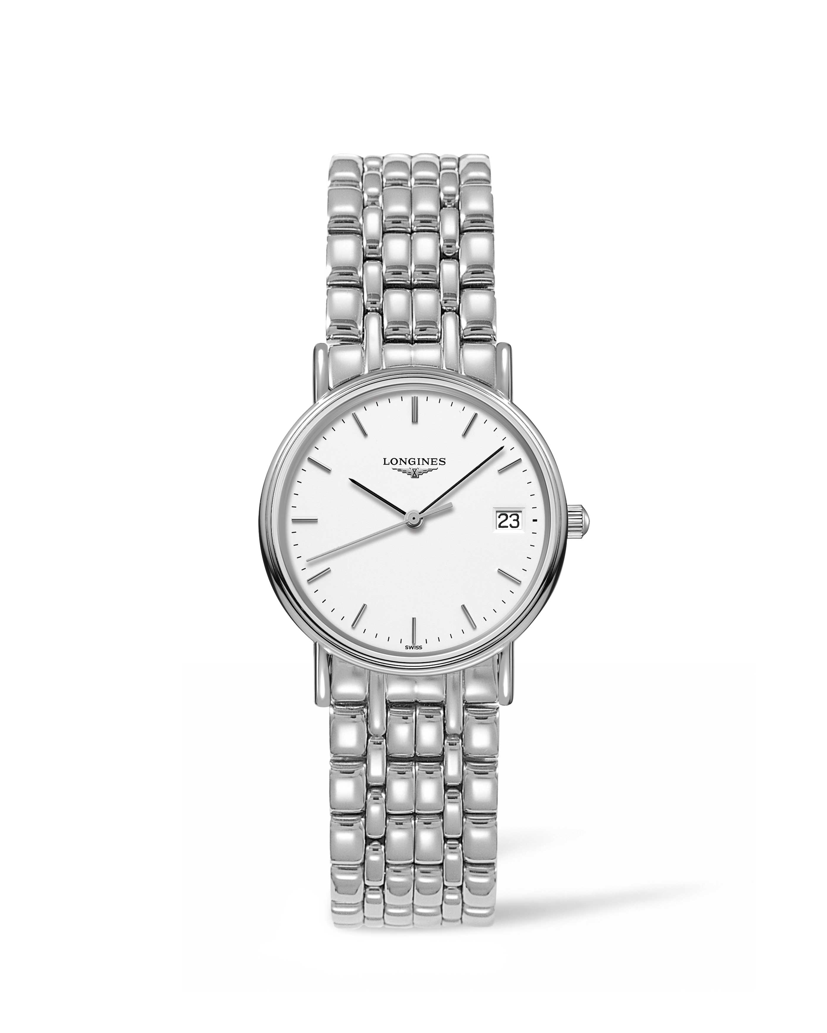 Longines L4.320.4.12.6 : Presence Quartz 30mm Stainless Steel / White / Bracelet